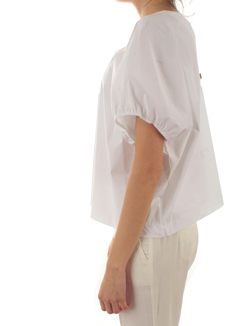 Akep blusa in popeline di cotone da donna bianco