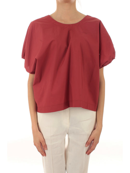 Akep blusa in popeline di cotone da donna terracotta