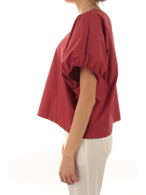 Akep blusa in popeline di cotone da donna terracotta