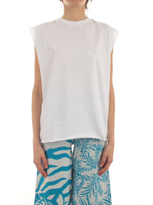 Akep T-shirt smanicata da donna bianco/turchese