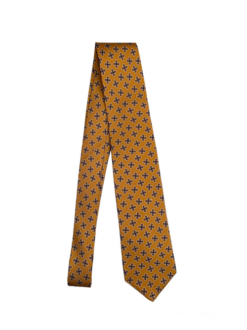 Luigi Borrelli cravatta 7 pieghe in seta da uomo ocra