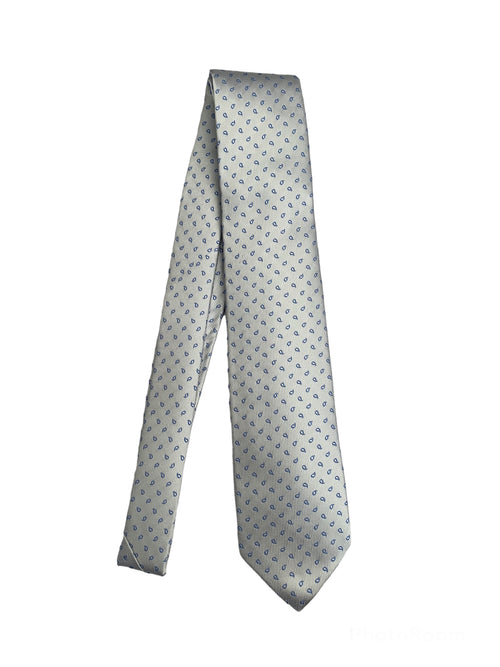 Luigi Borrelli cravatta 7 pieghe in seta da uomo bianco