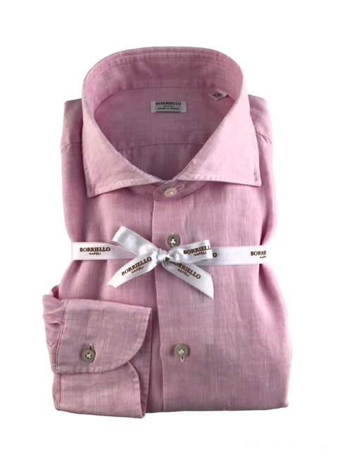 Borriello camicia in lino da uomo rosa