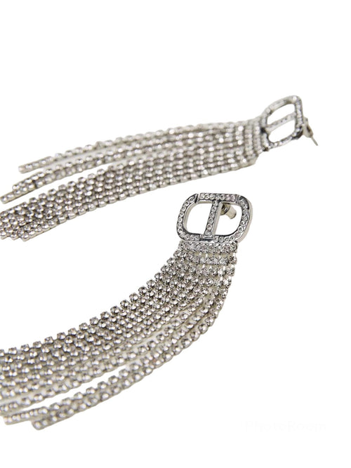 Twinset orecchini con Oval T e frange di strass da donna argento crystal