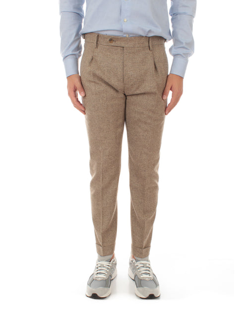 Berwich Retro Merino Wool Herringbone da uomo camel