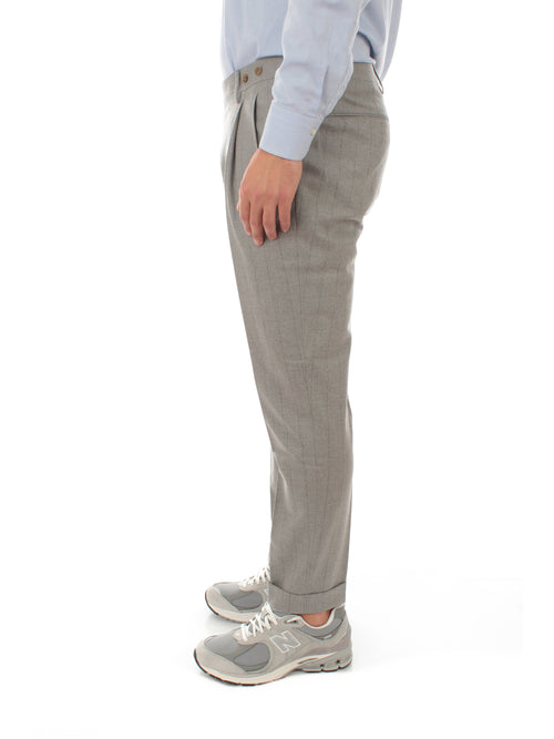 Berwich Barber Pinstripes pantalone gessato da uomo light grey