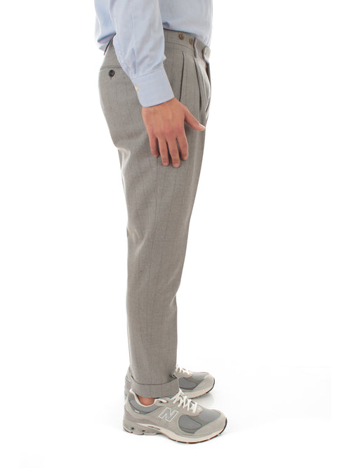Berwich Barber Pinstripes pantalone gessato da uomo light grey