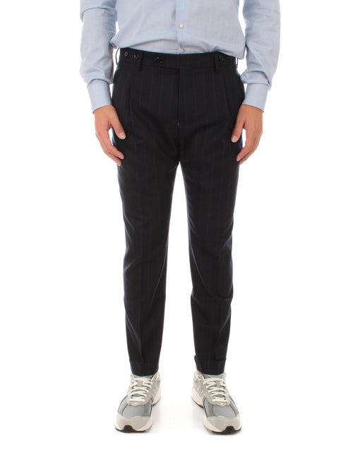 Berwich Barber Pinstripes pantalone gessato da uomo navy