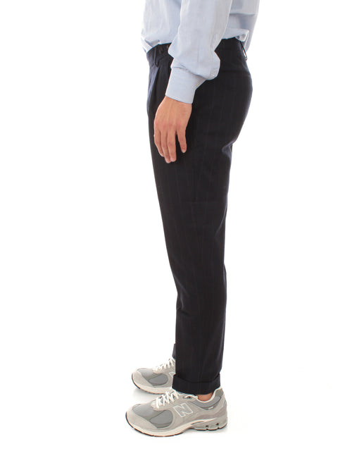 Berwich Barber Pinstripes pantalone gessato da uomo navy