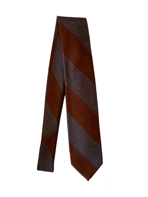 Barba Napoli cravatta 7 pieghe in lana bicolore grigio/marrone da uomo