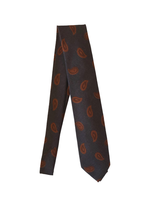 Barba Napoli cravatta 7 pieghe in lana antracite da uomo