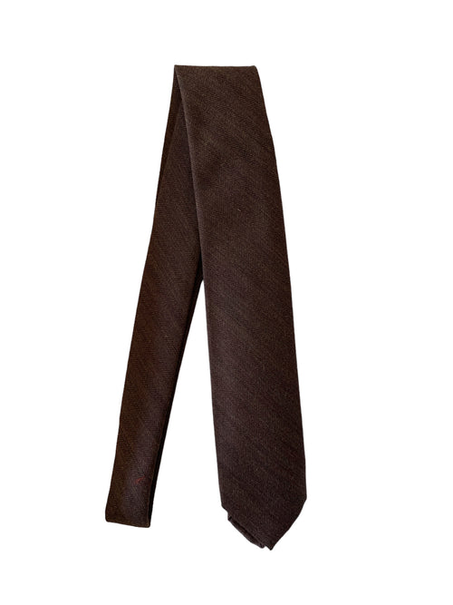 Barba Napoli cravatta 7 pieghe in lana marrone spigato da uomo