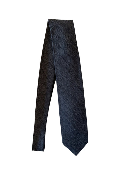 Barba Napoli cravatta 7 pieghe in lana grigio spigato da uomo