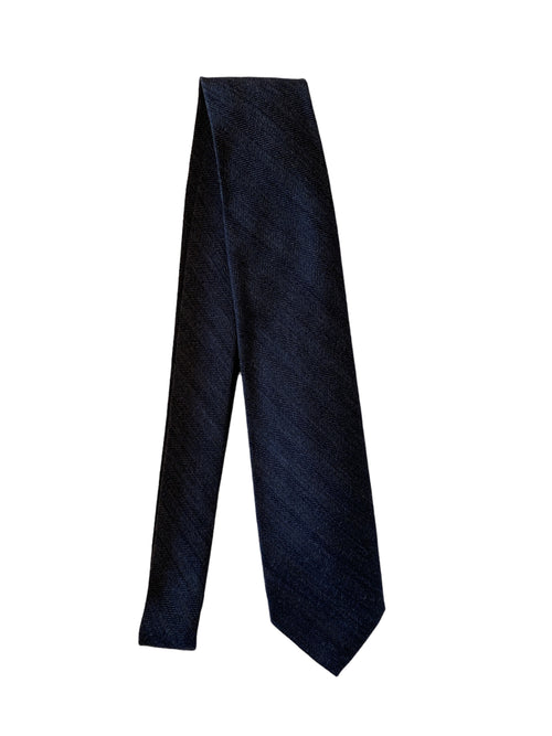 Barba Napoli cravatta 7 pieghe in lana blu spigato da uomo