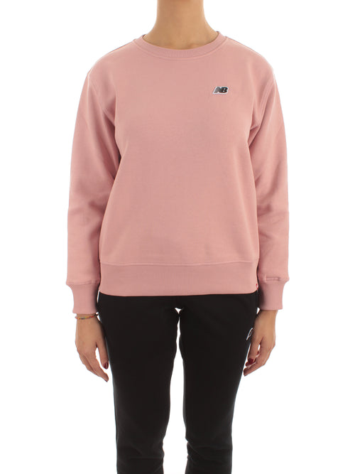 New Balance felpa girocollo small logo da donna pink moon
