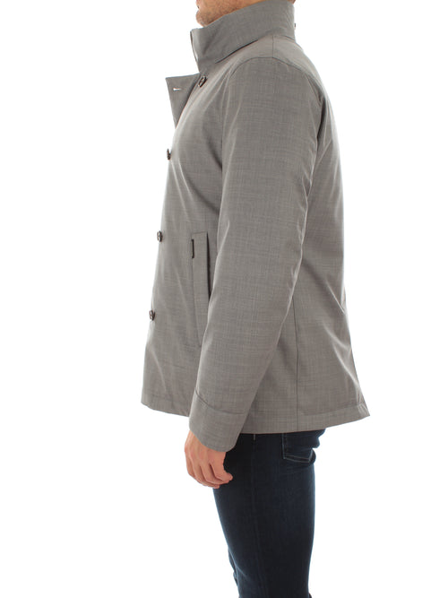 Montecore giacca doppiopetto in lana con pettorina in piumino light grey da uomo