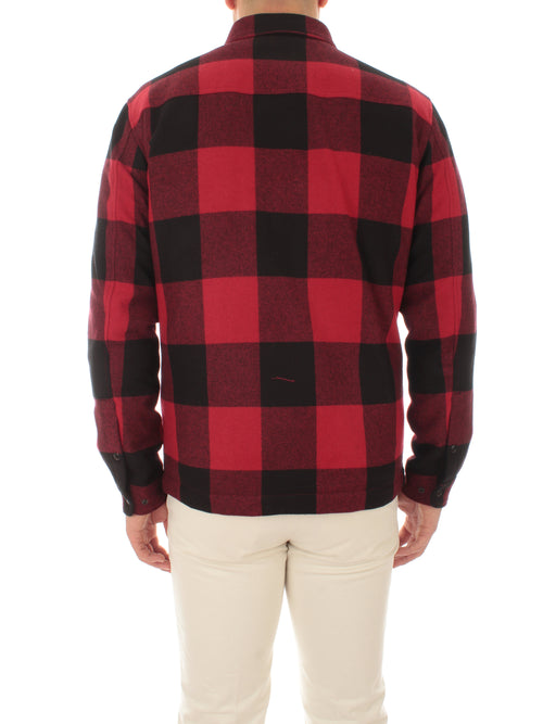 Woolrich Alaskan Wool Check Overshirt giacca camicia trapuntata da uomo red buffalo