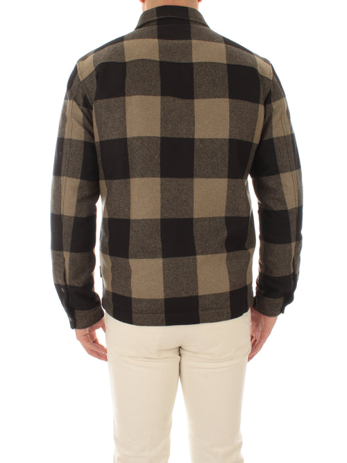 Woolrich Alaskan Wool Check Overshirt giacca camicia trapuntata da uomo green buffalo