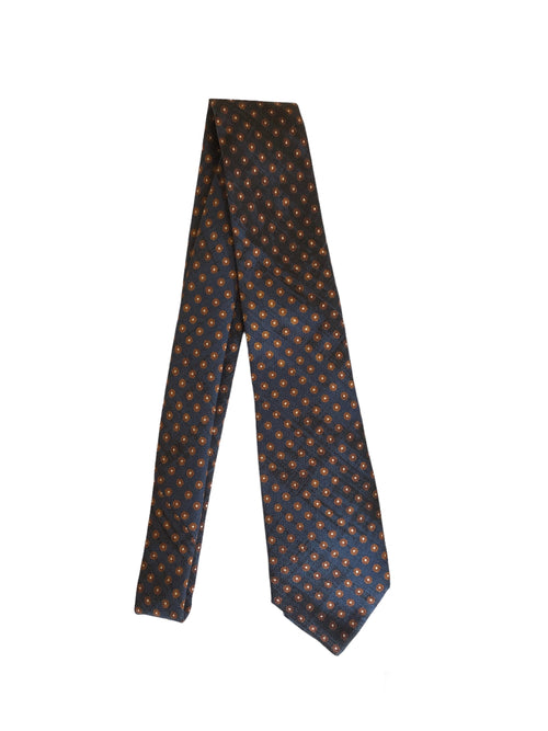 Kiton cravatta 7 pieghe in seta da uomo blu medio