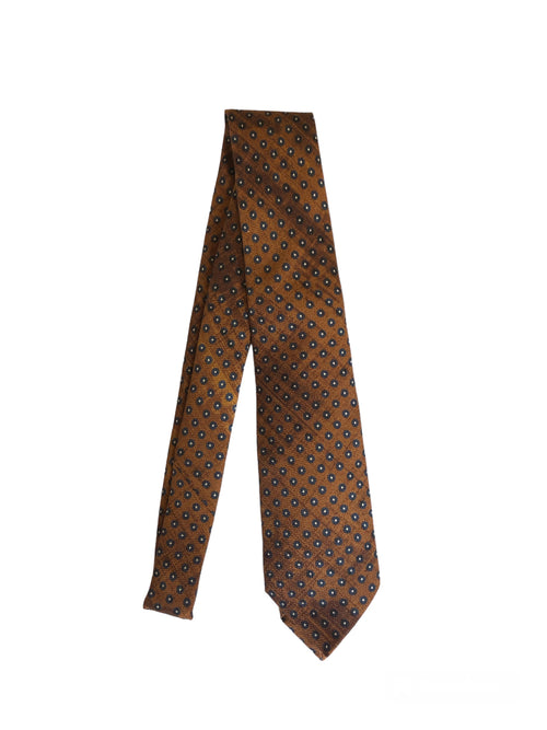 Kiton cravatta 7 pieghe in seta da uomo ruggine