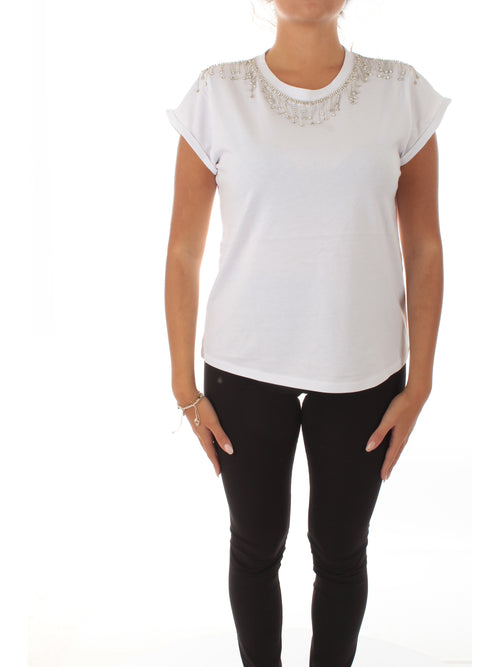 Twinset Actitude t-shirt con collo decorato con strass da donna papers
