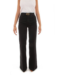 Twinset jeans wide leg made in Italy da donna nero rinse