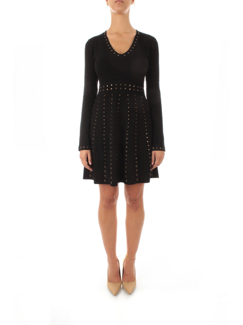 Twinset abito corto in viscosa stretch con tubetti da donna nero