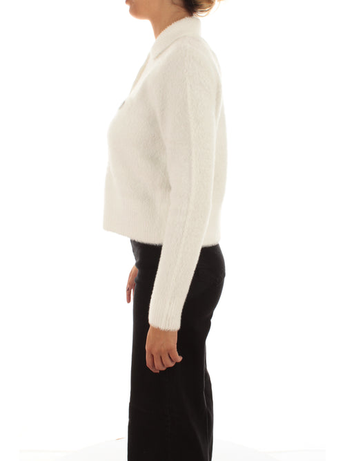 Twinset giacchina corta jacquard da donna neve