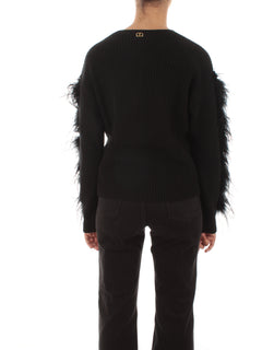 Twinset maglia con piume da donna nero
