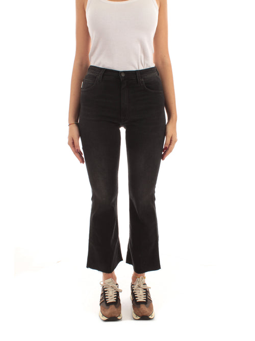 (+) People jeans Ingrid cropped flare da donna nero lavato