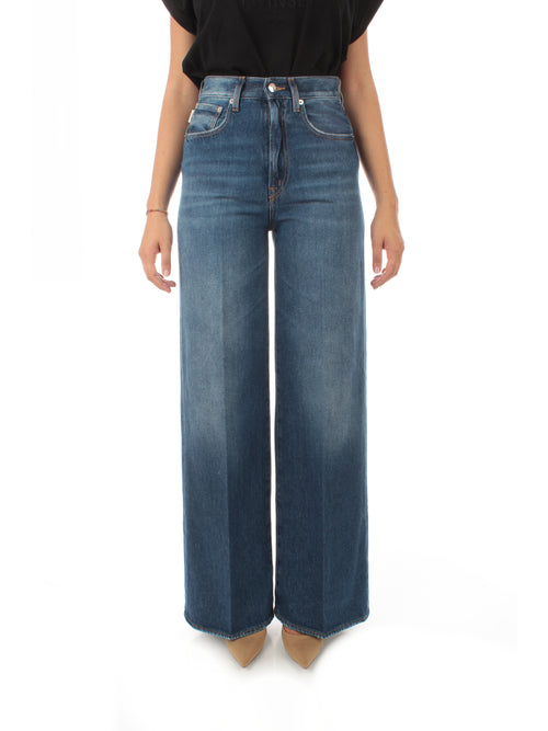 (+) People jeans Europa palazzo fit da donna blu