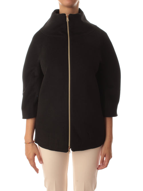 Guttha Milano cappotto con collo a lupetto nero da donna
