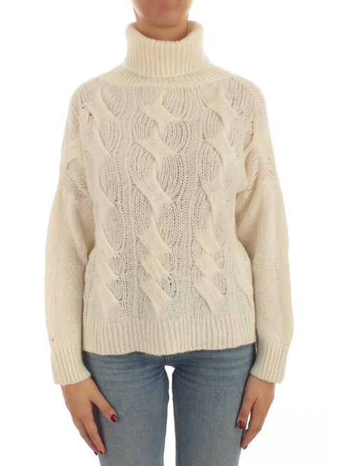 Annarita N maglia dolcevita a trecce da donna milky