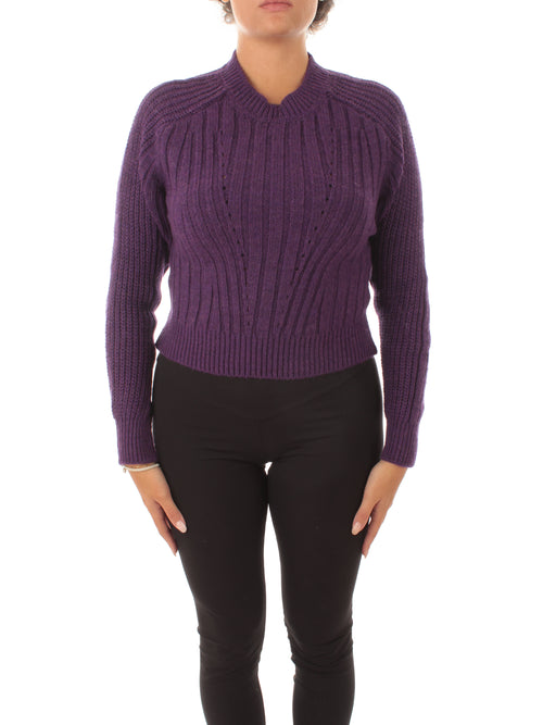 Annarita N maglia girocollo cropped a trecce da donna purple ash