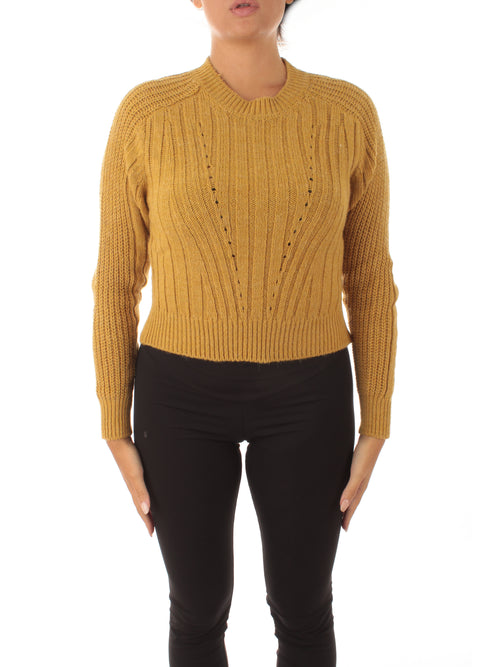 Annarita N maglia girocollo cropped a trecce da donna olg gold