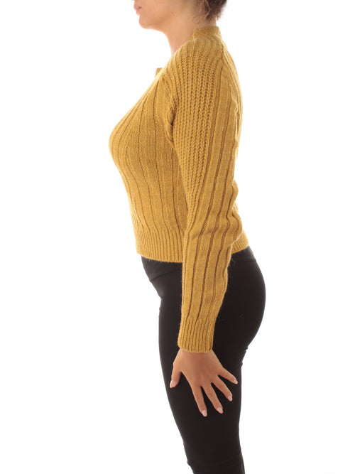 Annarita N maglia girocollo cropped a trecce da donna olg gold