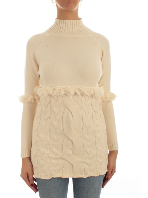 Annarita N maxi pull a trecce da donna milky