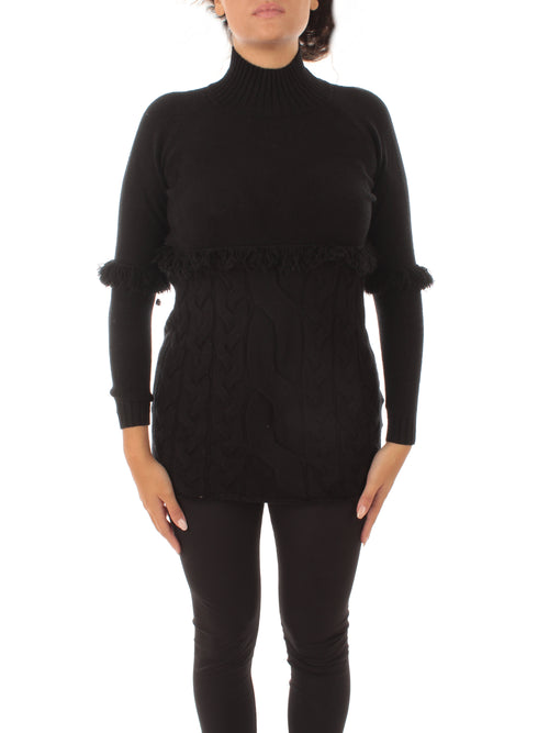 Annarita N maxi pull a trecce da donna black