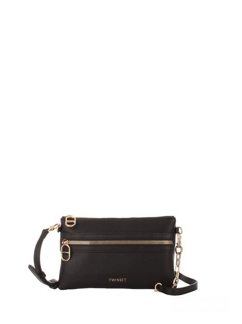Twinset borsa a tracolla flat in ecopelle da donna nero