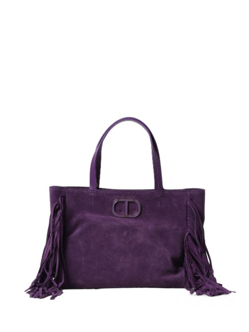 Twinset borsa in pelle scamosciata con frange da donna violetto