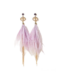 Twinset orecchini con piume di struzzo da donna viola “Lavendula”
