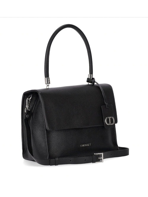 Twinset borsa top handle in pelle nera da donna