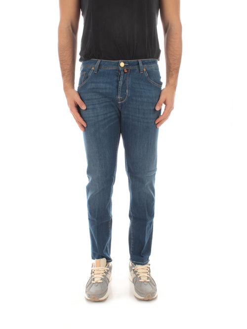 Jacob Cohen jeans scott cropped carrot slim da uomo blu medio