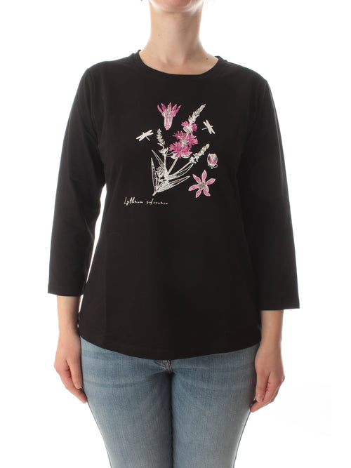 Elena Mirò t-shirt con stampa floreale da donna nero