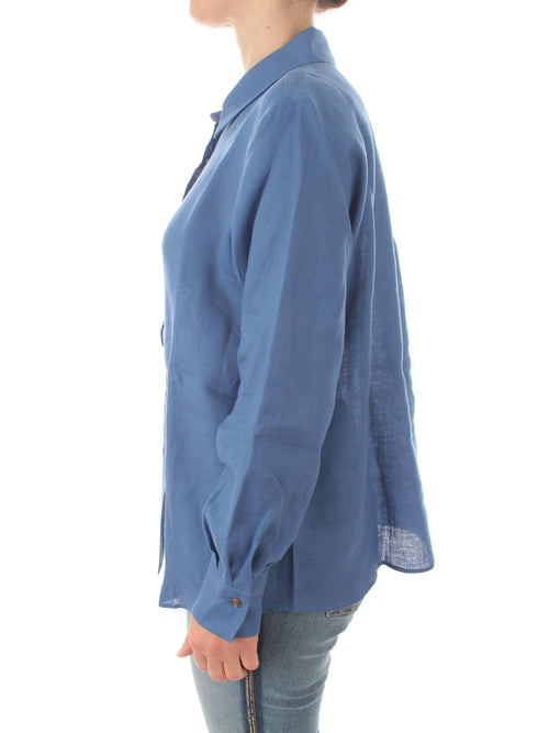 Persona By Marina Rinaldi GAIA camicia in lino da donna azzurro