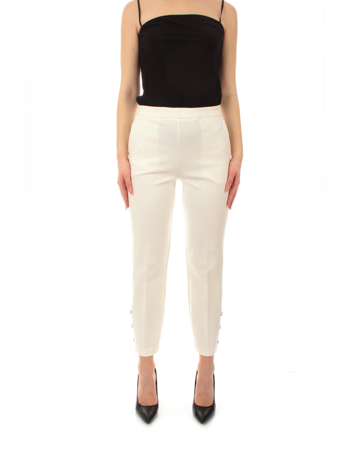 Twinset pantaloni cropped con bottoni da donna neve