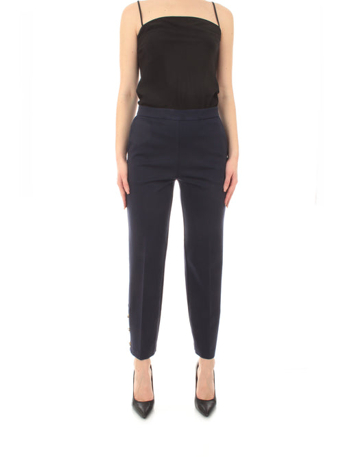 Twinset pantaloni cropped con bottoni da donna mid blu