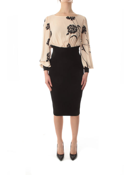 Twinset abito bicolore da donna nero/neve