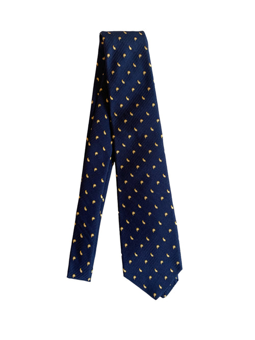 Kiton cravatta in seta da uomo blu navy stampa cashmere