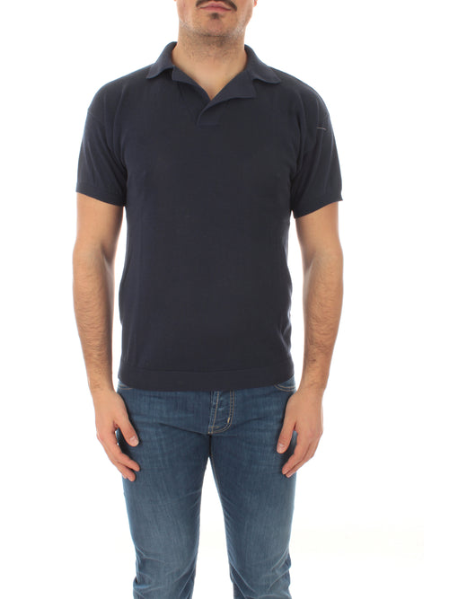 Irish Crone polo in cotone da uomo blu